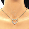 Oro Laminado Pendant Necklace, Gold Filled Style Heart Design, with White Micro Pave, Polished, Golden Finish, 04.156.0285.20 (02 MM Thickness, 20 Inches Length)