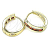 Oro Laminado Huggie Hoop, Gold Filled Style with Garnet Micro Pave, Polished, Golden Finish, 02.316.0068.1.15