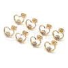 Oro Laminado Stud Earring, Gold Filled Style Heart Design, with Multicolor Micro Pave, Polished, Golden Finish, 02.156.0442.3