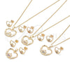 Oro Laminado Earring and Pendant Adult Set, Gold Filled Style Heart Design, with Garnet Micro Pave, Polished, Golden Finish, 10.156.0247.2