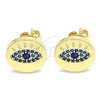 Oro Laminado Stud Earring, Gold Filled Style with Sapphire Blue Micro Pave, Polished, Golden Finish, 02.156.0444.1