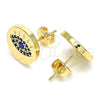 Oro Laminado Stud Earring, Gold Filled Style with Sapphire Blue Micro Pave, Polished, Golden Finish, 02.156.0444.1