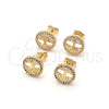 Oro Laminado Stud Earring, Gold Filled Style Tree Design, with White Micro Pave, Polished, Golden Finish, 02.156.0447