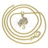Oro Laminado Pendant Necklace, Gold Filled Style Tree Design, with Multicolor Micro Pave, Polished, Golden Finish, 04.156.0314.1.20 (02 MM Thickness, 20 Inches Length)