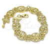 Oro Laminado Fancy Bracelet, Gold Filled Style Elephant Design, Polished, Golden Finish, 03.351.0043.1.08 (12 MM Thickness, 8 Inches Length)