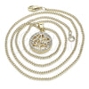 Oro Laminado Pendant Necklace, Gold Filled Style Tree Design, with White Micro Pave, Polished, Golden Finish, 04.342.0023.20 (02 MM Thickness, 20 Inches Length)