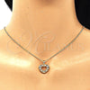 Oro Laminado Pendant Necklace, Gold Filled Style Heart Design, with White Micro Pave, Polished, Golden Finish, 04.342.0042.20 (02 MM Thickness, 20 Inches Length)