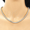 Oro Laminado Fancy Necklace, Gold Filled Style with White Cubic Zirconia, Polished, Golden Finish, 04.372.0001.18 (05 MM Thickness, 18 Inches Length)