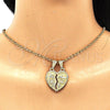 Oro Laminado Fancy Pendant, Gold Filled Style Heart and Flower Design, Polished, Golden Finish, 05.351.0121.2