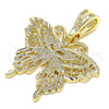 Oro Laminado Fancy Pendant, Gold Filled Style Butterfly Design, Polished, Golden Finish, 05.351.0123