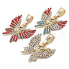 Oro Laminado Fancy Pendant, Gold Filled Style Butterfly Design, with White Crystal, Polished, Golden Finish, 05.351.0124.1