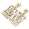 Oro Laminado Religious Pendant, Gold Filled Style Guadalupe Design, Polished, Golden Finish, 05.351.0140
