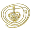 Oro Laminado Pendant Necklace, Gold Filled Style Heart and Flower Design, Polished, Golden Finish, 04.351.0012.2.20 (02 MM Thickness, 20 Inches Length)