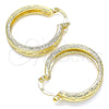 Oro Laminado Small Hoop, Gold Filled Style Greek Key Design, Polished, Golden Finish, 02.170.0255.1.25