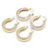 Oro Laminado Small Hoop, Gold Filled Style Polished, Tricolor, 02.170.0318.1.20