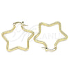 Oro Laminado Medium Hoop, Gold Filled Style Star Design, Polished, Golden Finish, 02.170.0321.30