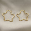 Oro Laminado Medium Hoop, Gold Filled Style Star Design, Polished, Golden Finish, 02.170.0321.30