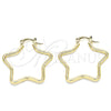Oro Laminado Medium Hoop, Gold Filled Style Star Design, Polished, Golden Finish, 02.170.0321.30