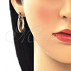 Oro Laminado Small Hoop, Gold Filled Style Evil Eye Design, Polished, Tricolor, 02.170.0345.25