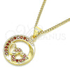 Oro Laminado Pendant Necklace, Gold Filled Style Heart Design, with Garnet Micro Pave, Polished, Golden Finish, 04.156.0328.2.20 (02 MM Thickness, 20 Inches Length)