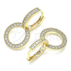 Oro Laminado Huggie Hoop, Gold Filled Style with White Micro Pave, Polished, Golden Finish, 02.284.0031.15