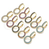 Oro Laminado Huggie Hoop, Gold Filled Style with White Micro Pave, Polished, Golden Finish, 02.284.0031.15