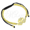 Oro Laminado Adjustable Bolo Bracelet, Gold Filled Style Swan and Heart Design, with White Micro Pave, Polished, Golden Finish, 03.299.0072.11 (04 MM Thickness, 11 Inches Length)