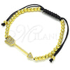 Oro Laminado Adjustable Bolo Bracelet, Gold Filled Style Ball Design, with White Micro Pave, Polished, Golden Finish, 03.299.0082.11 (04 MM Thickness, 11 Inches Length)