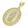 Oro Laminado Religious Pendant, Gold Filled Style San Judas and Heart Design, Polished, Golden Finish, 05.253.0105