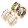 Oro Laminado Huggie Hoop, Gold Filled Style with White Cubic Zirconia, Polished, Golden Finish, 02.210.0435.20