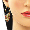 Oro Laminado Large Hoop, Gold Filled Style Butterfly Design, with Multicolor Crystal, Diamond Cutting Finish, Golden Finish, 02.380.0013.50
