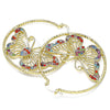 Oro Laminado Large Hoop, Gold Filled Style Butterfly Design, with Multicolor Crystal, Diamond Cutting Finish, Golden Finish, 02.380.0013.50