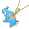 Oro Laminado Basic Necklace, Gold Filled Style Elephant Design, Blue Enamel Finish, Golden Finish, 04.380.0002.3.20 (20 Inches Length)