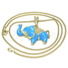 Oro Laminado Basic Necklace, Gold Filled Style Elephant Design, Blue Enamel Finish, Golden Finish, 04.380.0002.3.20 (20 Inches Length)