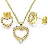 Oro Laminado Earring and Pendant Adult Set, Gold Filled Style Polished, Golden Finish, 10.94.0003.1