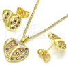 Oro Laminado Earring and Pendant Adult Set, Gold Filled Style Polished, Golden Finish, 10.94.0002.1