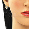 Oro Laminado Earring and Pendant Adult Set, Gold Filled Style Polished, Golden Finish, 10.94.0002.2