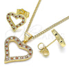 Oro Laminado Earring and Pendant Adult Set, Gold Filled Style Polished, Golden Finish, 10.156.0285.1