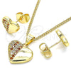 Oro Laminado Earring and Pendant Adult Set, Gold Filled Style Polished, Golden Finish, 10.156.0292.1