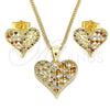 Oro Laminado Earring and Pendant Adult Set, Gold Filled Style Polished, Golden Finish, 10.156.0293.1