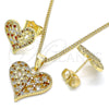 Oro Laminado Earring and Pendant Adult Set, Gold Filled Style Polished, Golden Finish, 10.156.0293.1