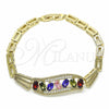 Oro Laminado Fancy Bracelet, Gold Filled Style with Multicolor Cubic Zirconia, Polished, Golden Finish, 03.316.0059.08 (05 MM Thickness, 8 Inches Length)