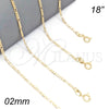 Oro Laminado Basic Necklace, Gold Filled Style Figaro Design, Polished, Golden Finish, 04.58.0004.18 (0.60 Gauge, 02 MM Thickness, 18 Inches Length)
