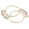 Oro Laminado Large Hoop, Gold Filled Style Star Design, Diamond Cutting Finish, Tricolor, 02.380.0019.50