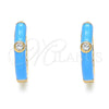 Oro Laminado Huggie Hoop, Gold Filled Style with White Cubic Zirconia, Turquoise Enamel Finish, Golden Finish, 02.213.0182.3.15