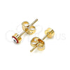 Oro Laminado Stud Earring, Gold Filled Style Evil Eye Design, Red Enamel Finish, Golden Finish, 02.213.0186.1 *PROMO*