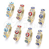 Oro Laminado Huggie Hoop, Gold Filled Style Evil Eye Design, with White Cubic Zirconia, Red Enamel Finish, Golden Finish, 02.213.0196.2.15