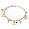 Oro Laminado Charm Anklet , Gold Filled Style Bow and Rattle Charm Design, Polished, Golden Finish, 03.331.0057.10 (05 MM Thickness, 10 Inches Length)