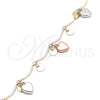 Oro Laminado Charm Anklet , Gold Filled Style Heart Design, Polished, Tricolor, 03.331.0060.10 (01 MM Thickness, 10 Inches Length)