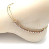 Oro Laminado Charm Anklet , Gold Filled Style Ball Design, Matte Finish, Tricolor, 03.331.0067.10 (02 MM Thickness, 10 Inches Length)